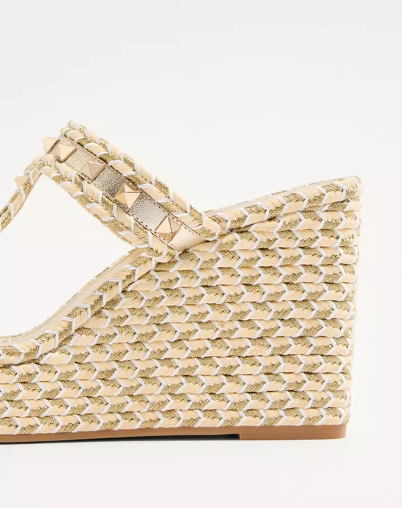 Valentino Rockstud Laminated Nappa Wedge Sandal 90 Mm - Image 2